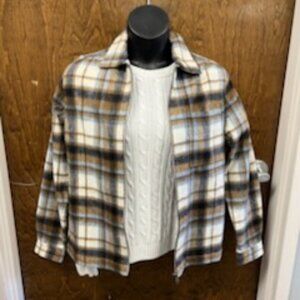 Reiss Tan and Cream Plaid Lightweight Jacket